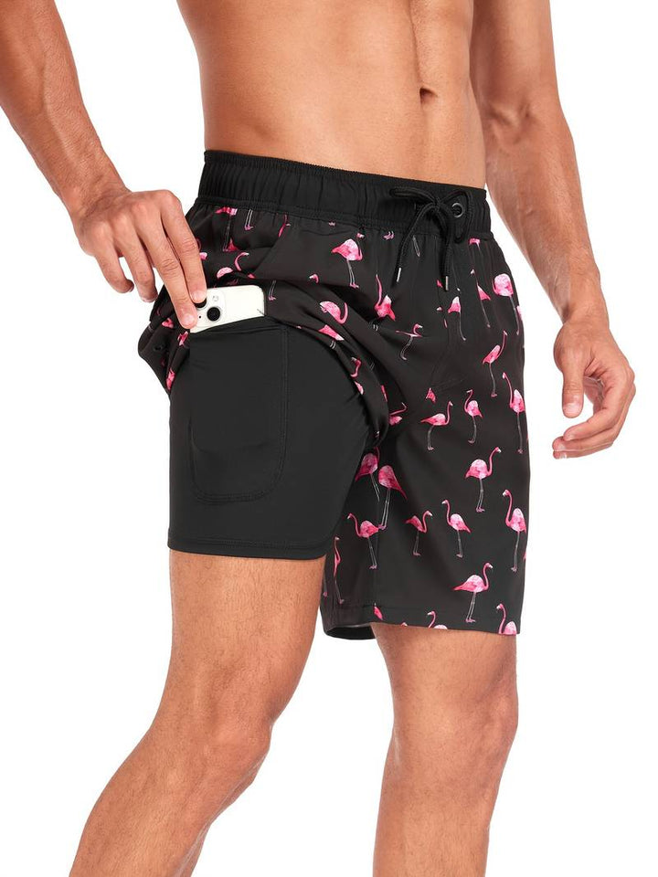 Luso Flamingo Print Swim Trunk