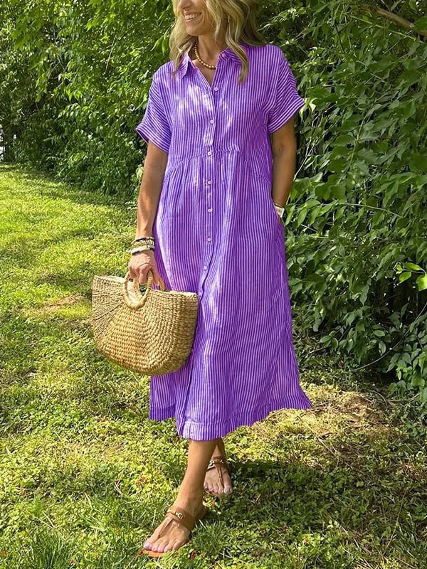 Cressida Striped Button-Up Shirt Dress