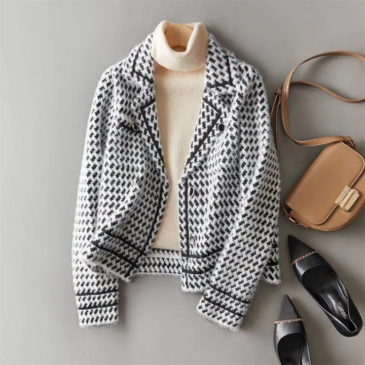 Marigold Houndstooth Knit Jacket