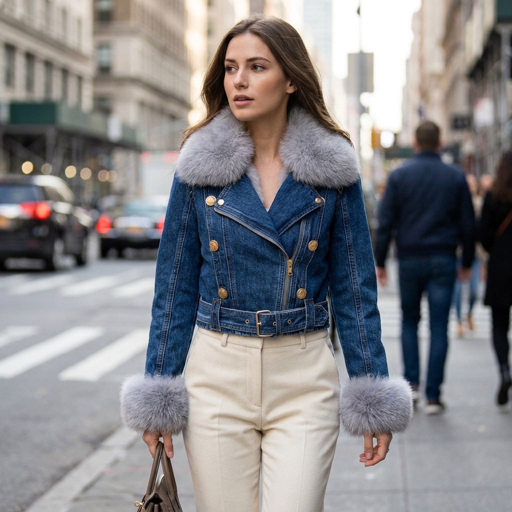 Danica Faux Fur Denim Jacket