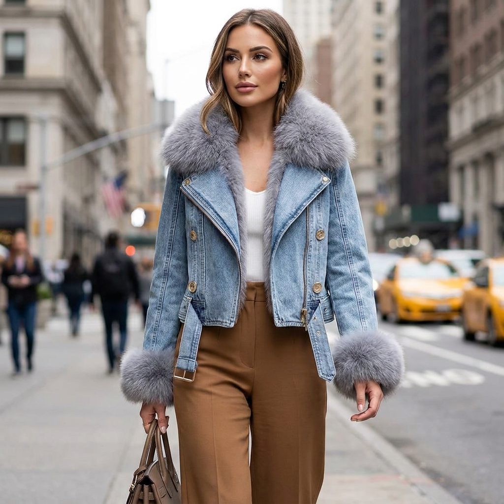 Danica Faux Fur Denim Jacket