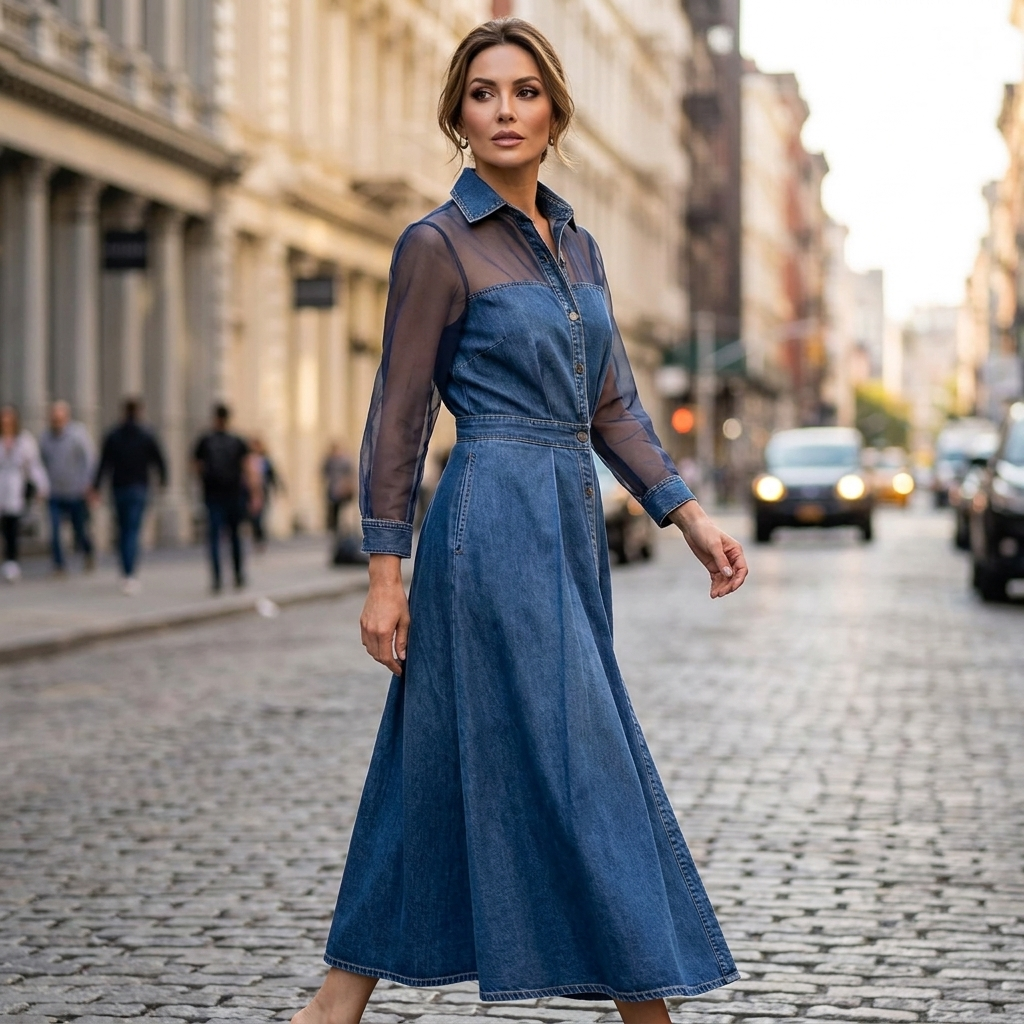 Valeria Denim Midi Dress
