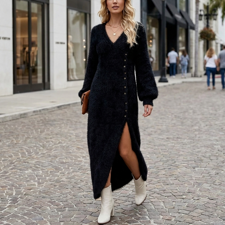 Keltie Fur Knit Sweater Dress