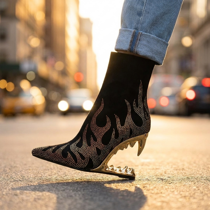 Rowan Rhinestone Heel Boots
