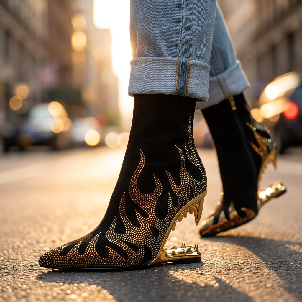 Rowan Rhinestone Heel Boots