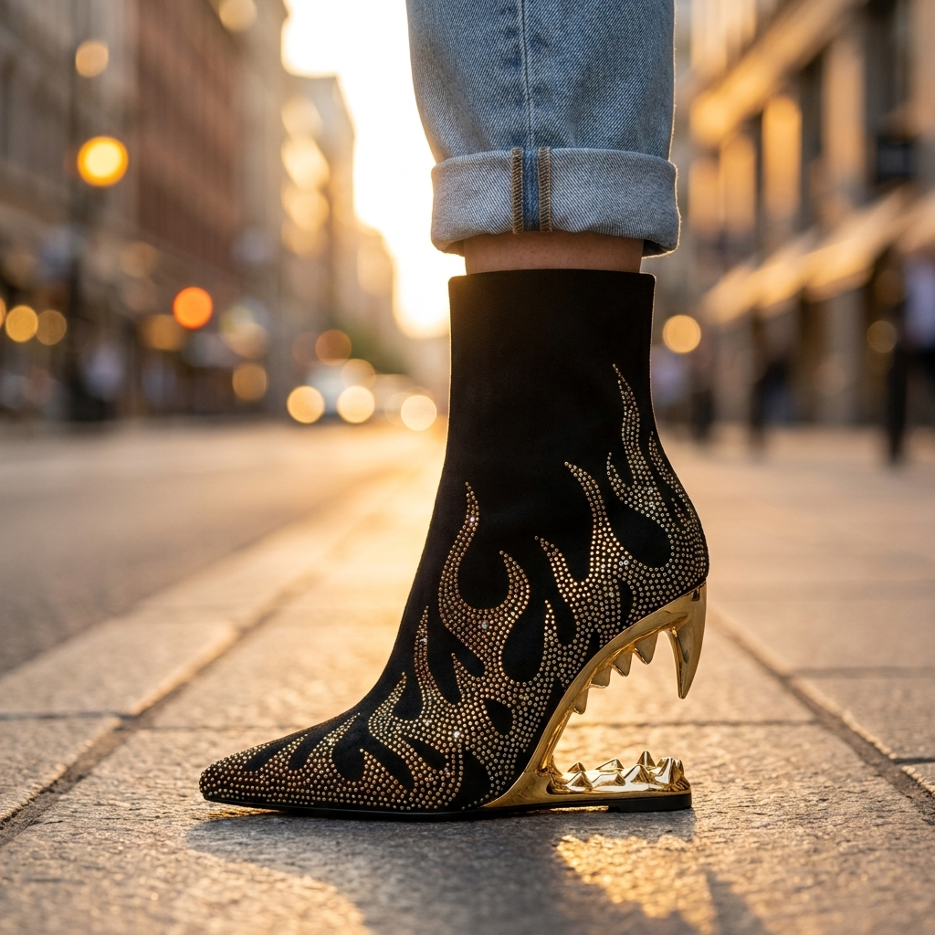 Rowan Rhinestone Heel Boots
