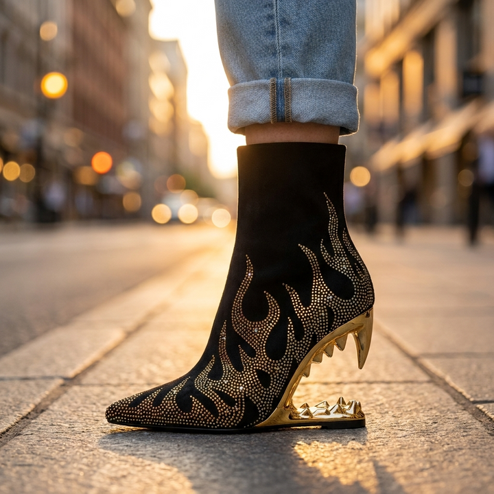 Rowan Rhinestone Heel Boots