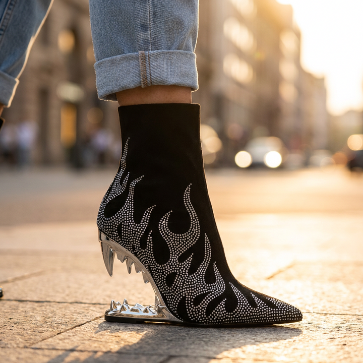 Rowan Rhinestone Heel Boots
