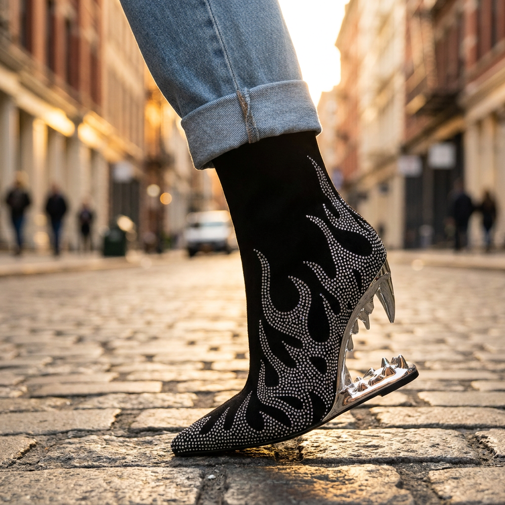 Rowan Rhinestone Heel Boots
