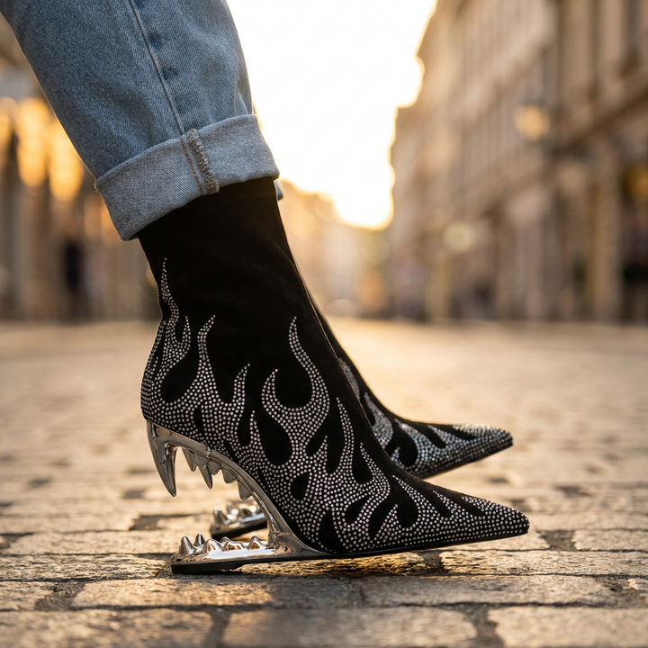 Rowan Rhinestone Heel Boots