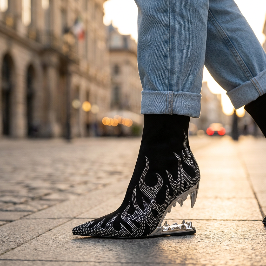 Rowan Rhinestone Heel Boots