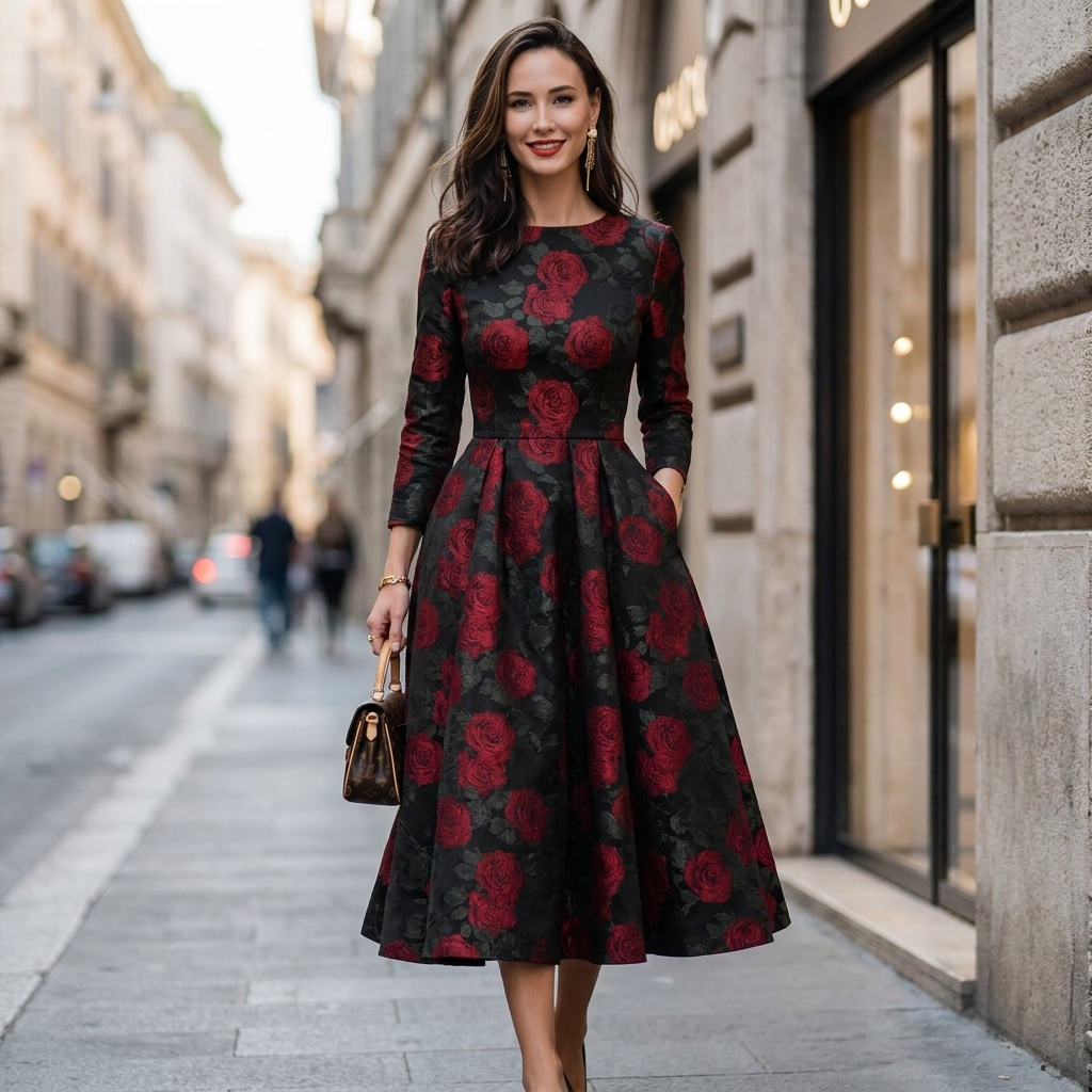 Sandra Floral A Line Dress