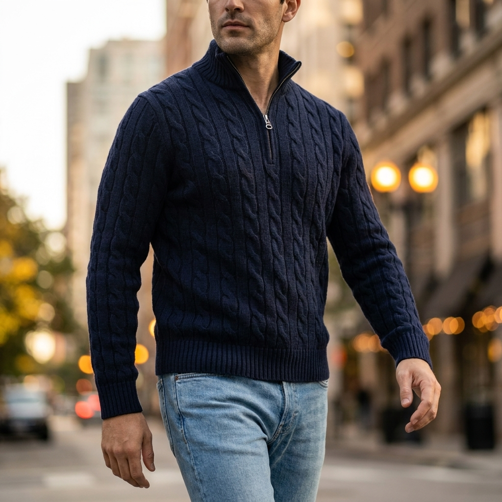 Dashiell Half Zip Cable Sweater