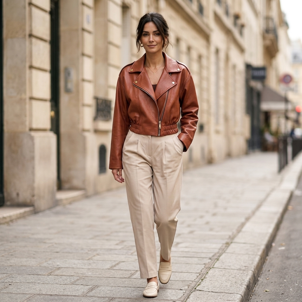 Estelle Cropped Moto Jacket