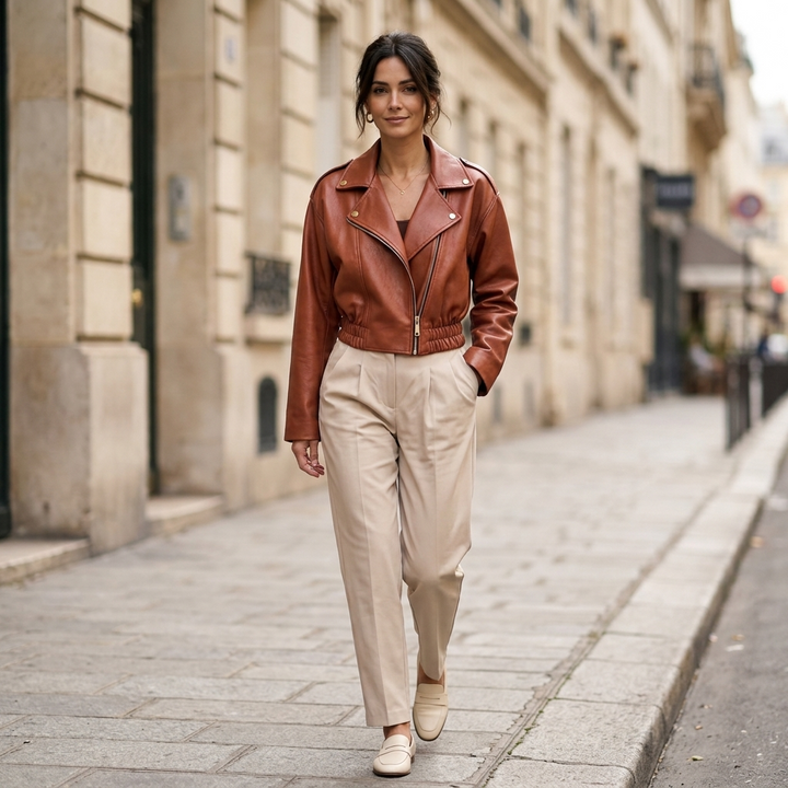 Estelle Cropped Moto Jacket