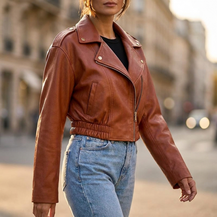 Estelle Cropped Moto Jacket