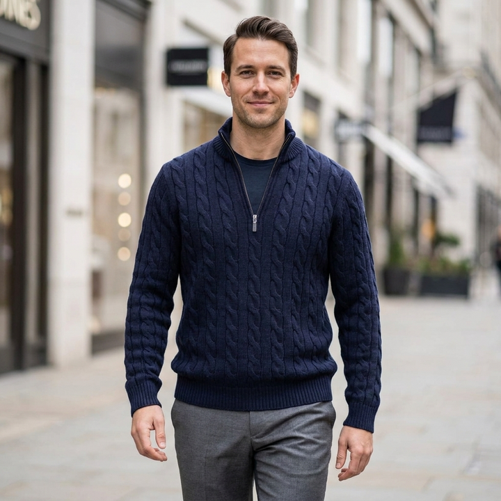 Dashiell Half Zip Cable Sweater