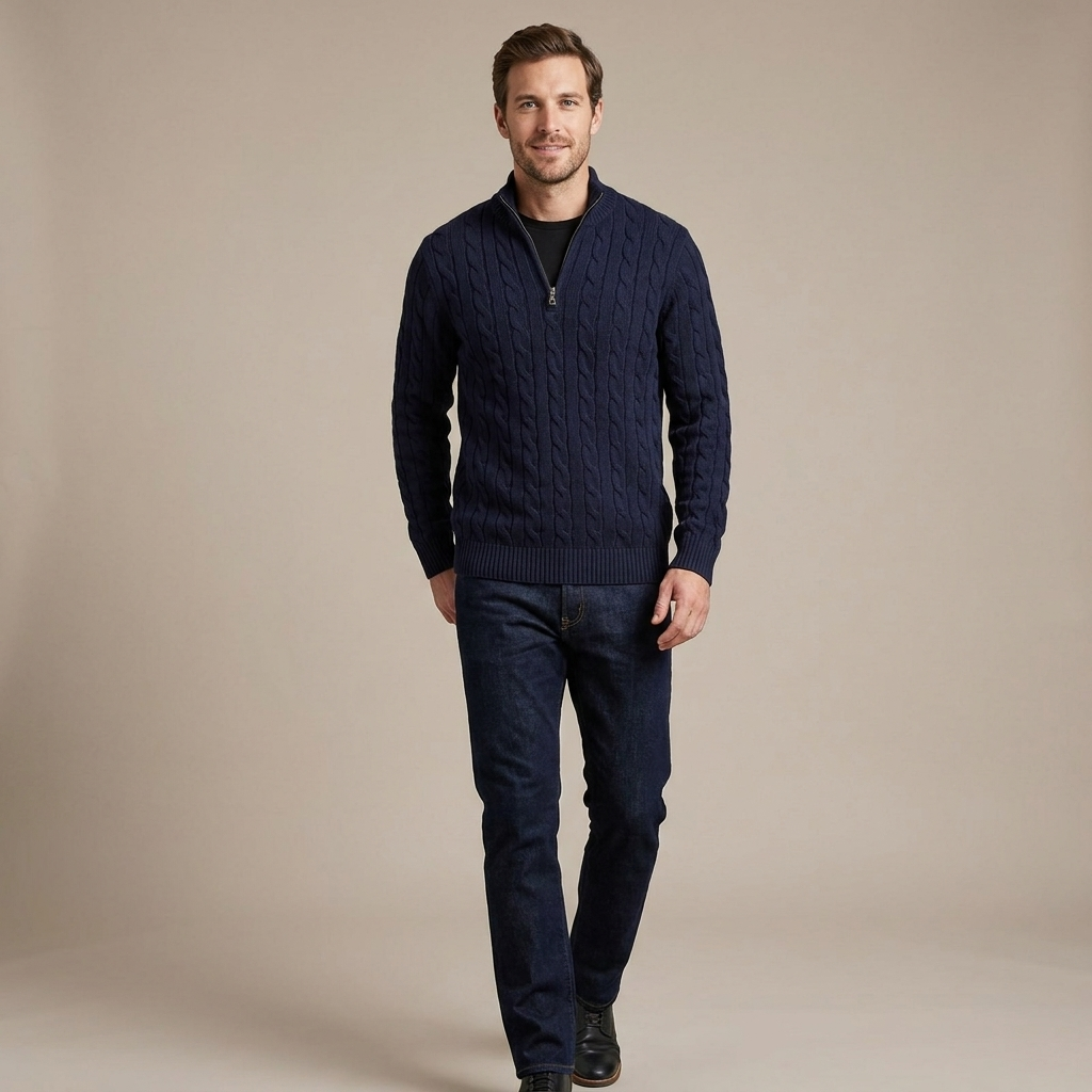 Dashiell Half Zip Cable Sweater