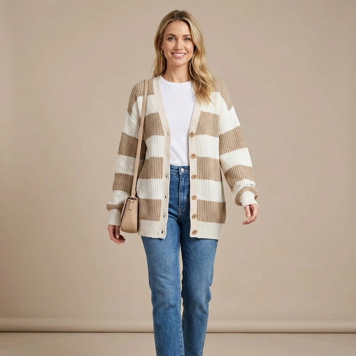 Novella Striped Knit Cardigan
