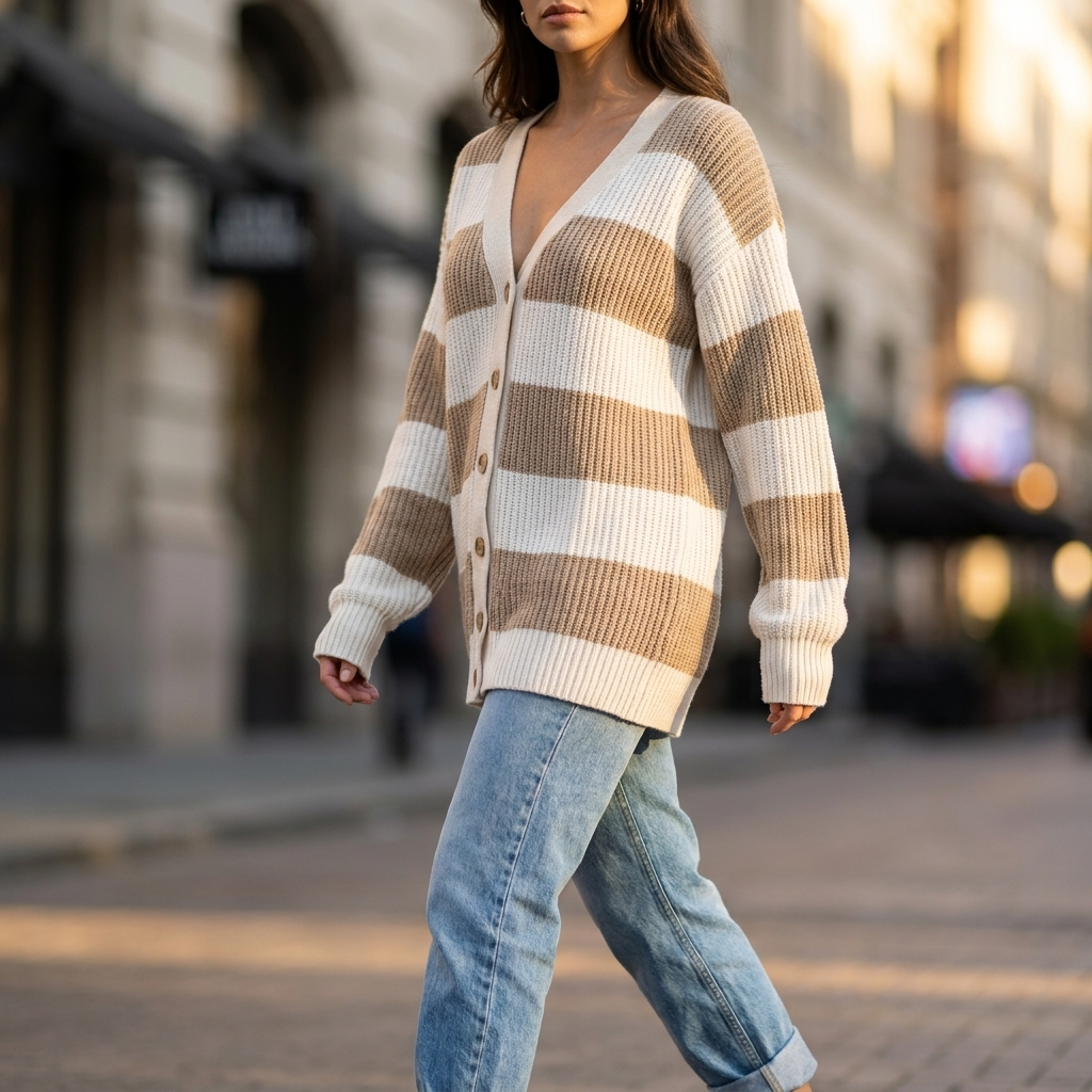 Novella Striped Knit Cardigan