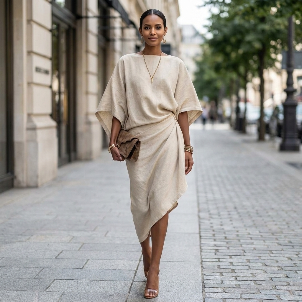 Farrah Batwing Sleeve Midi Dress