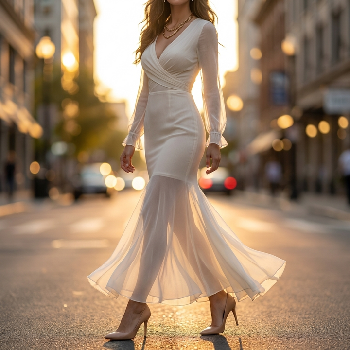 Valentina Wrap Front Mermaid Dress