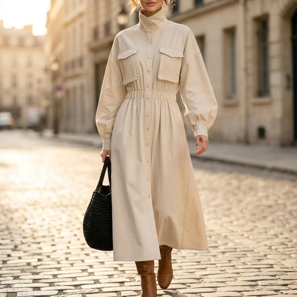 Harriet Flap Pocket Shirt Dress
