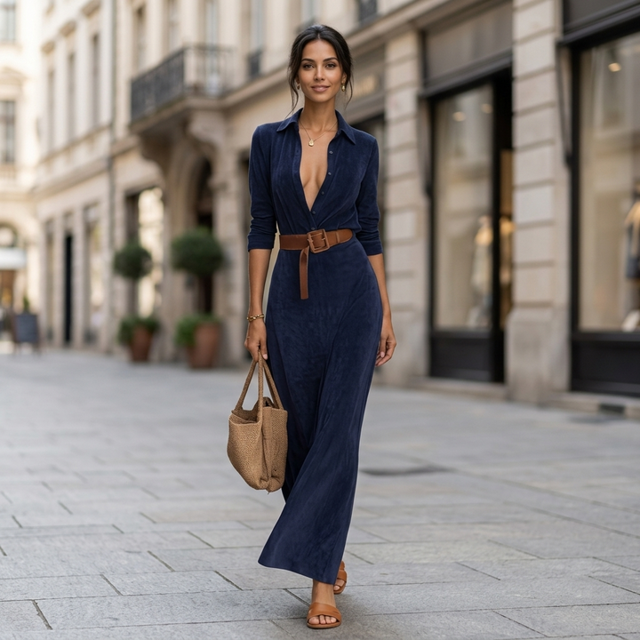 Marceline Brushed Velvet  Shirt Dress