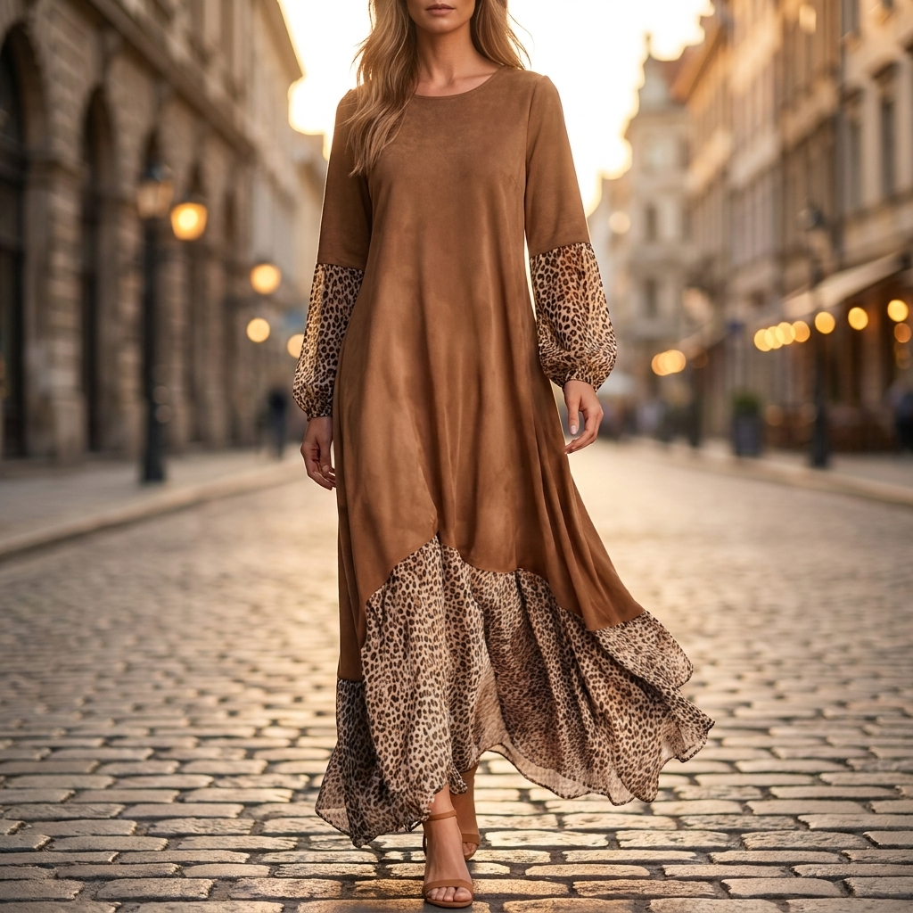 Presley Leopard Hem Maxi Dress