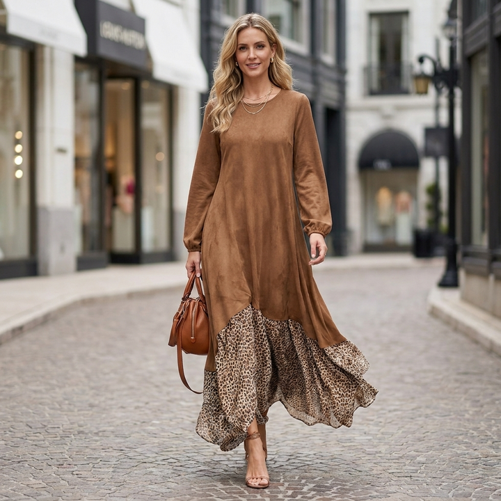 Presley Leopard Hem Maxi Dress