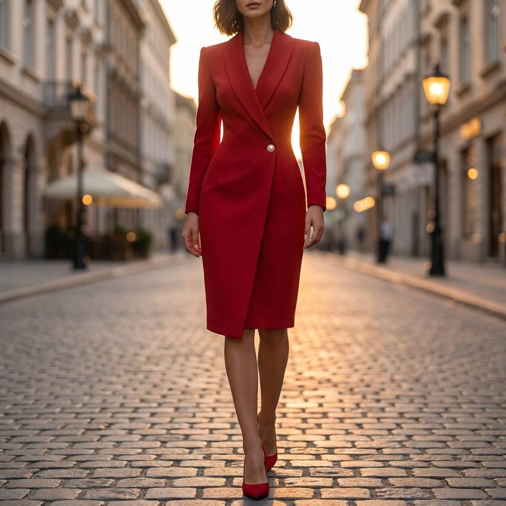 Marisela Notched Lapel Dress