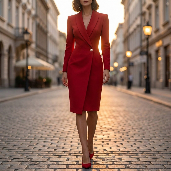 Marisela Notched Lapel Dress