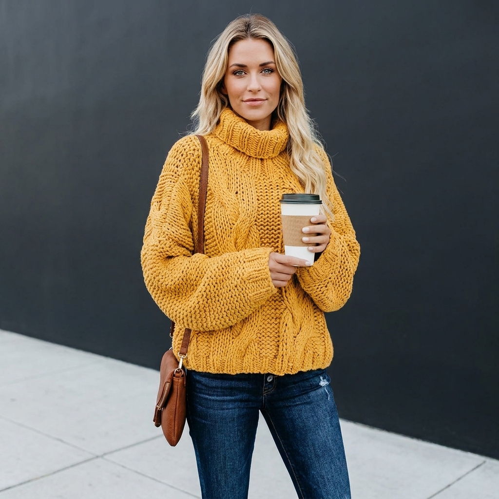 Ivy Cable Knit Turtleneck Sweater