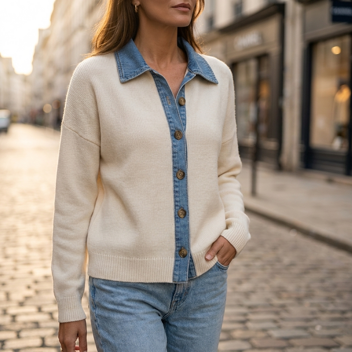 Colette Denim Placket Cardigan