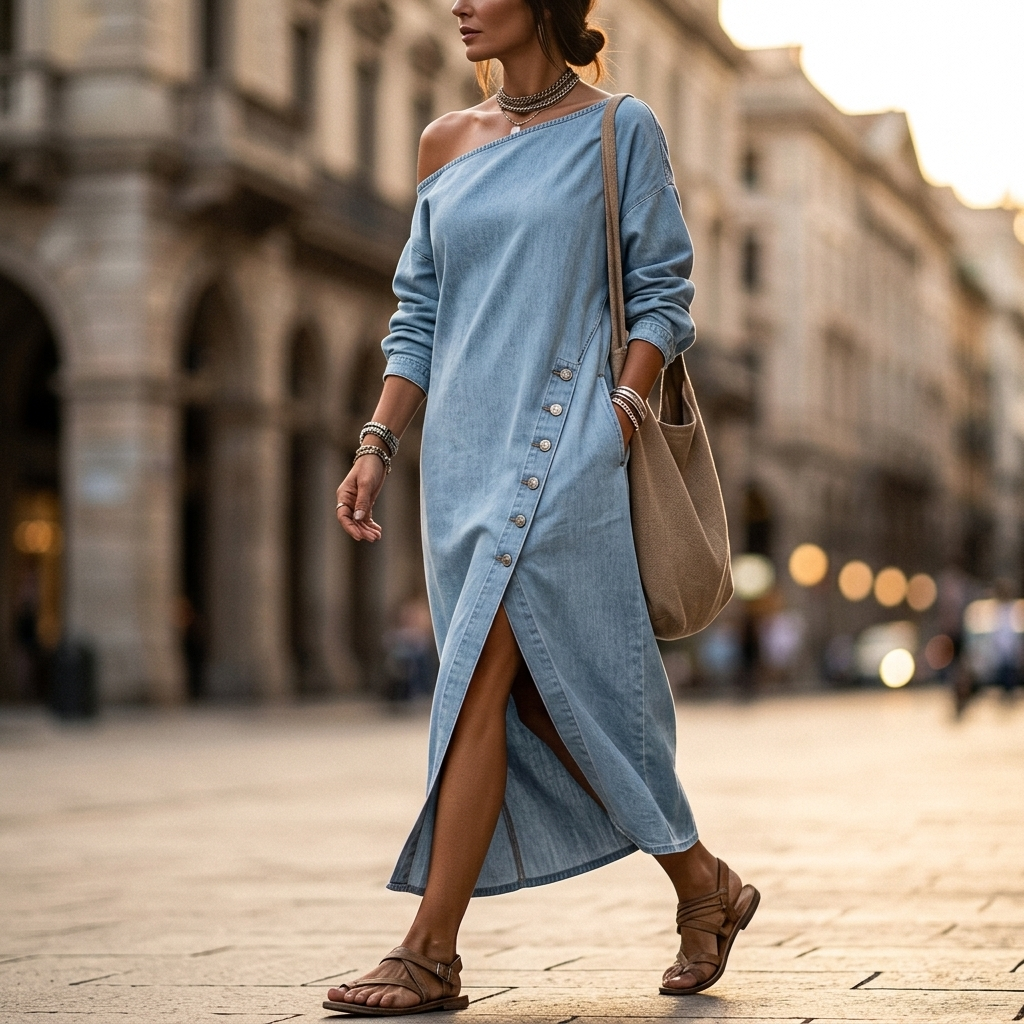 Willa Off Shoulder Denim Dress