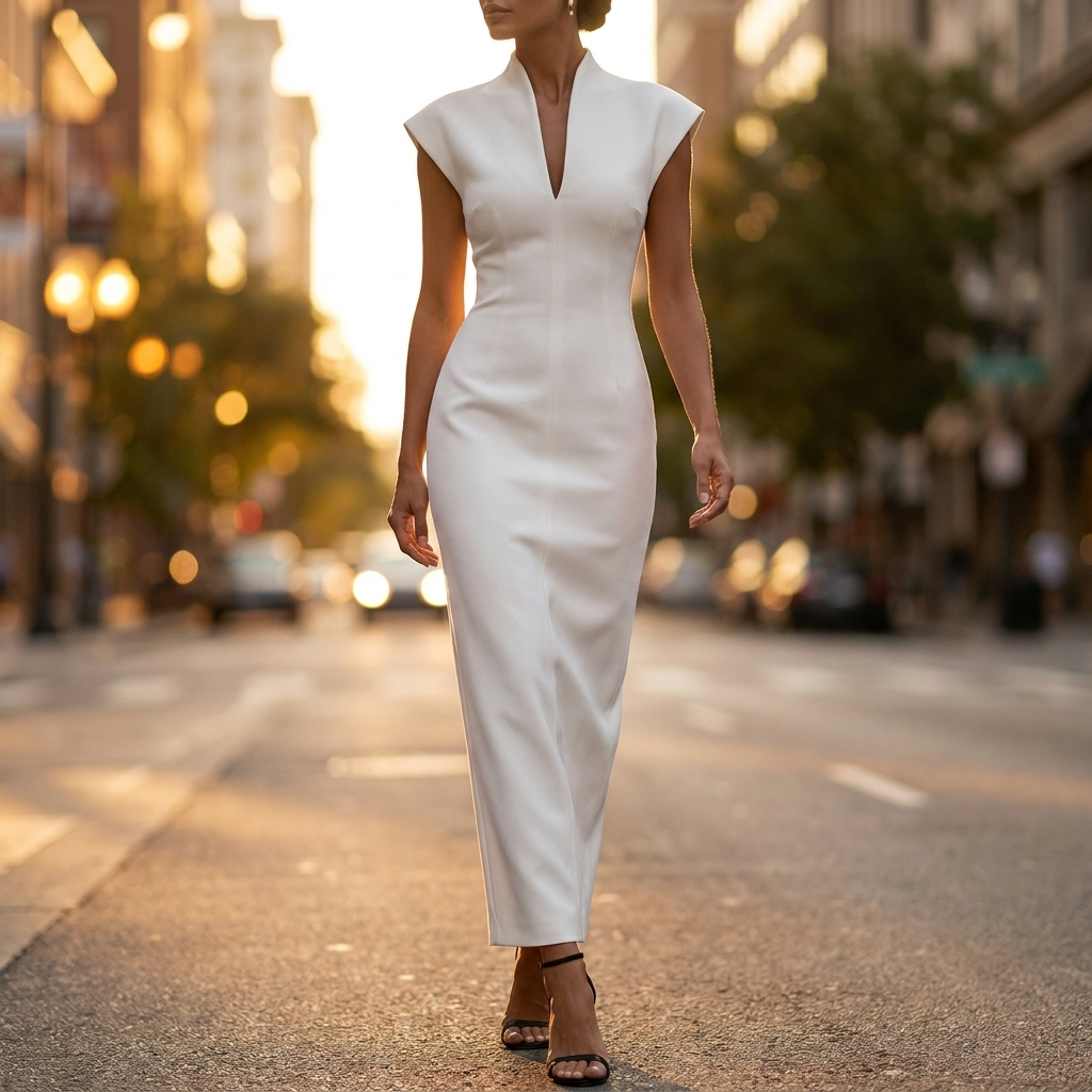 Vera Stand Collar Sheath Dress