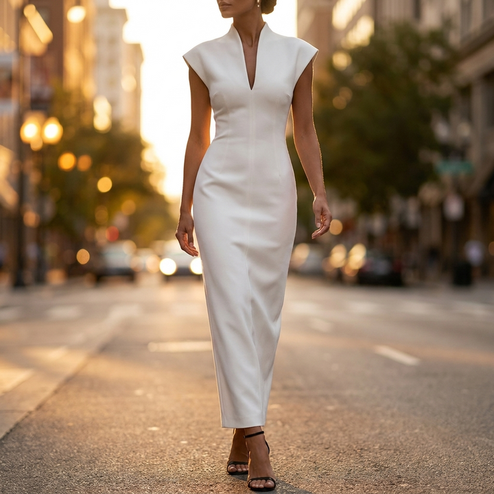 Vera Stand Collar Sheath Dress