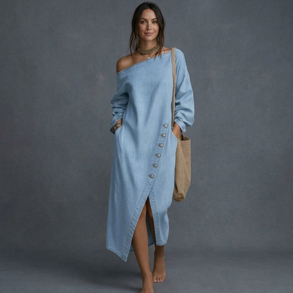 Willa Off Shoulder Denim Dress