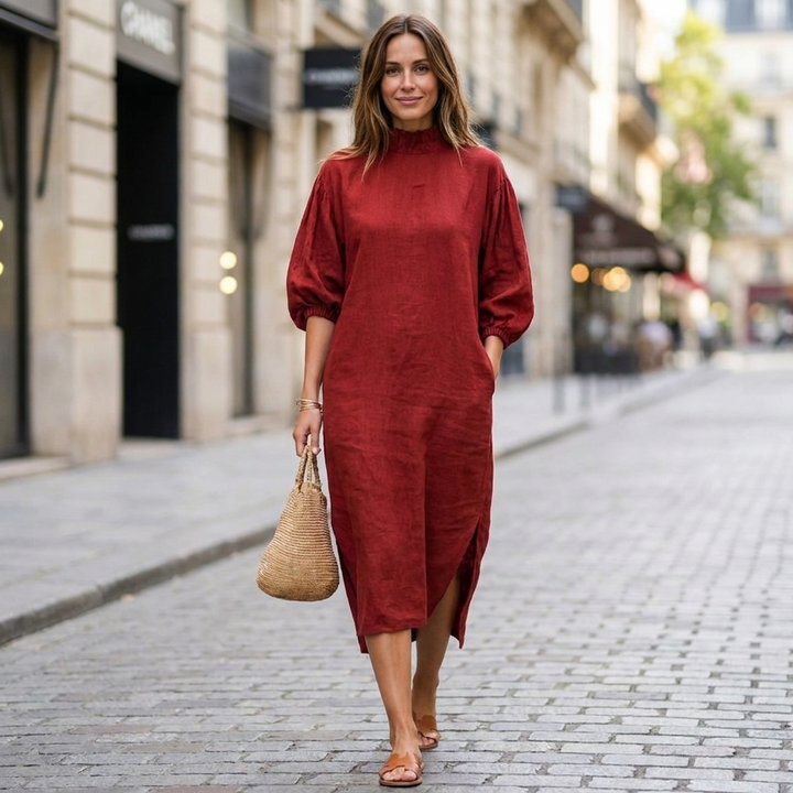 Teodora Balloon Sleeve Midi Dress