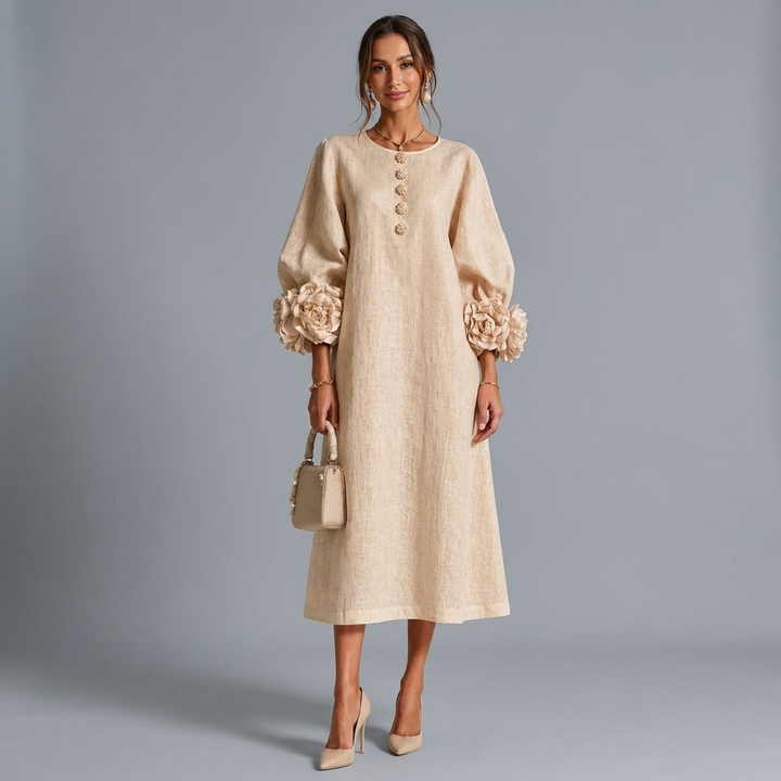 Camila Lantern Sleeve Midi Dress