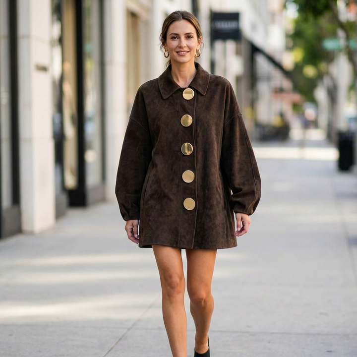 Hazel Button Front Suede Jacket