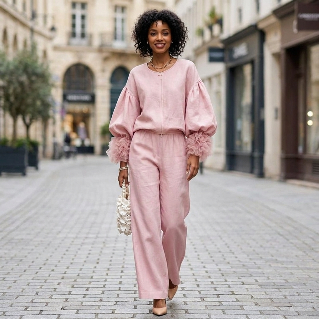 Emory Lantern Sleeve Two-Piece Set