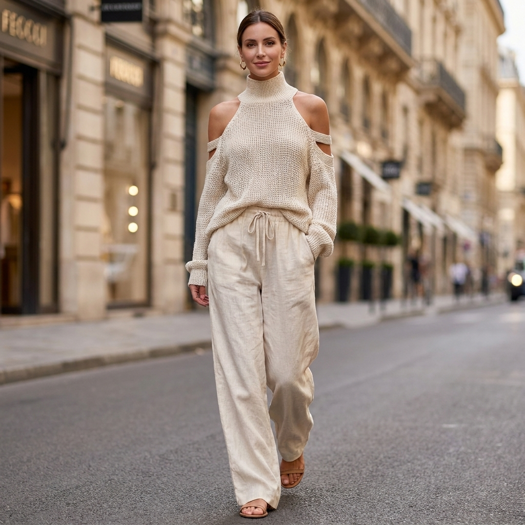 Simone Cutout Shoulder Sweater Set