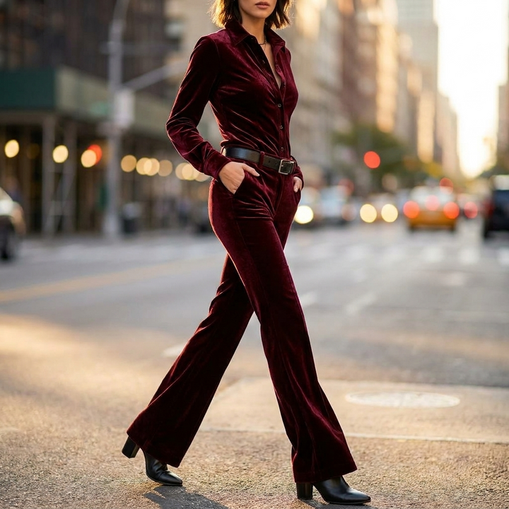 Valora Wide Leg Velvet Set