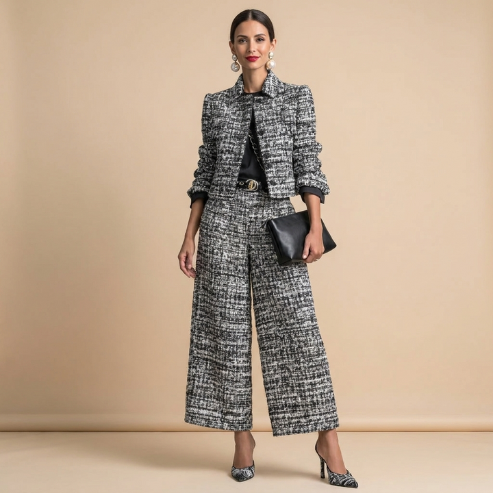 Rosette Notch Lapel Jacket Set