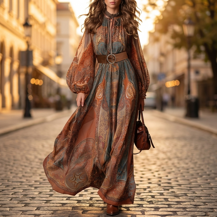 Liora Paisley Print Maxi Dress