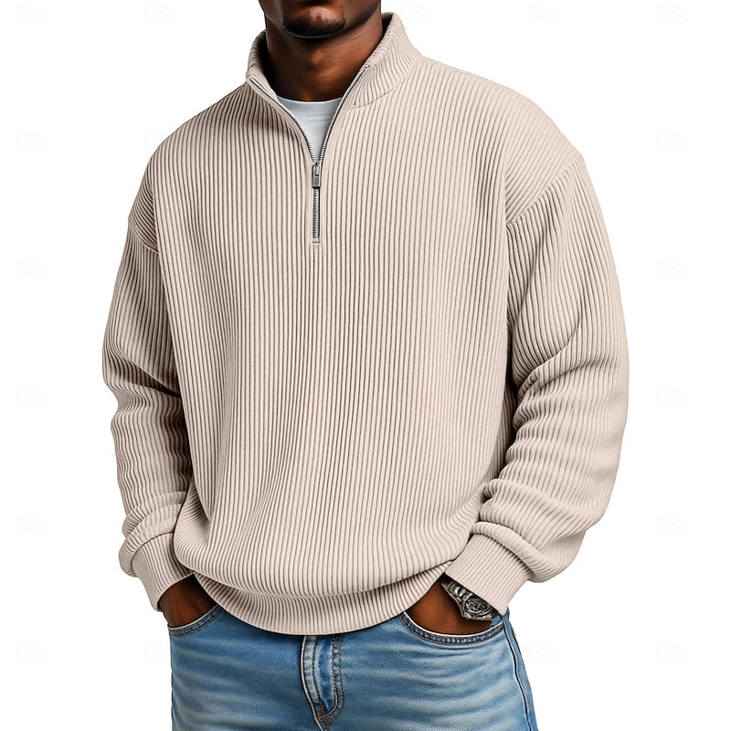 Ansel Ribbed Quarter-Zip Pullover