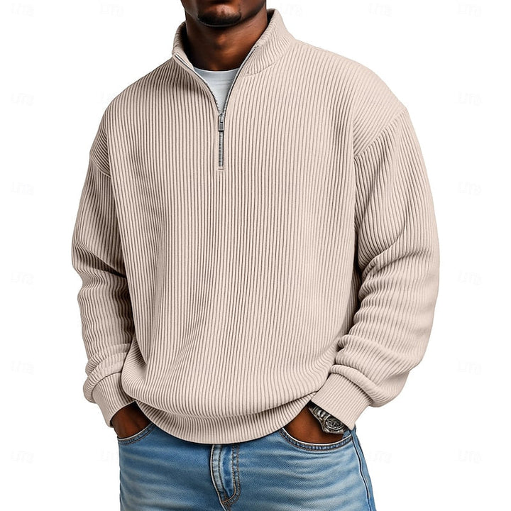 Ansel Ribbed Quarter-Zip Pullover