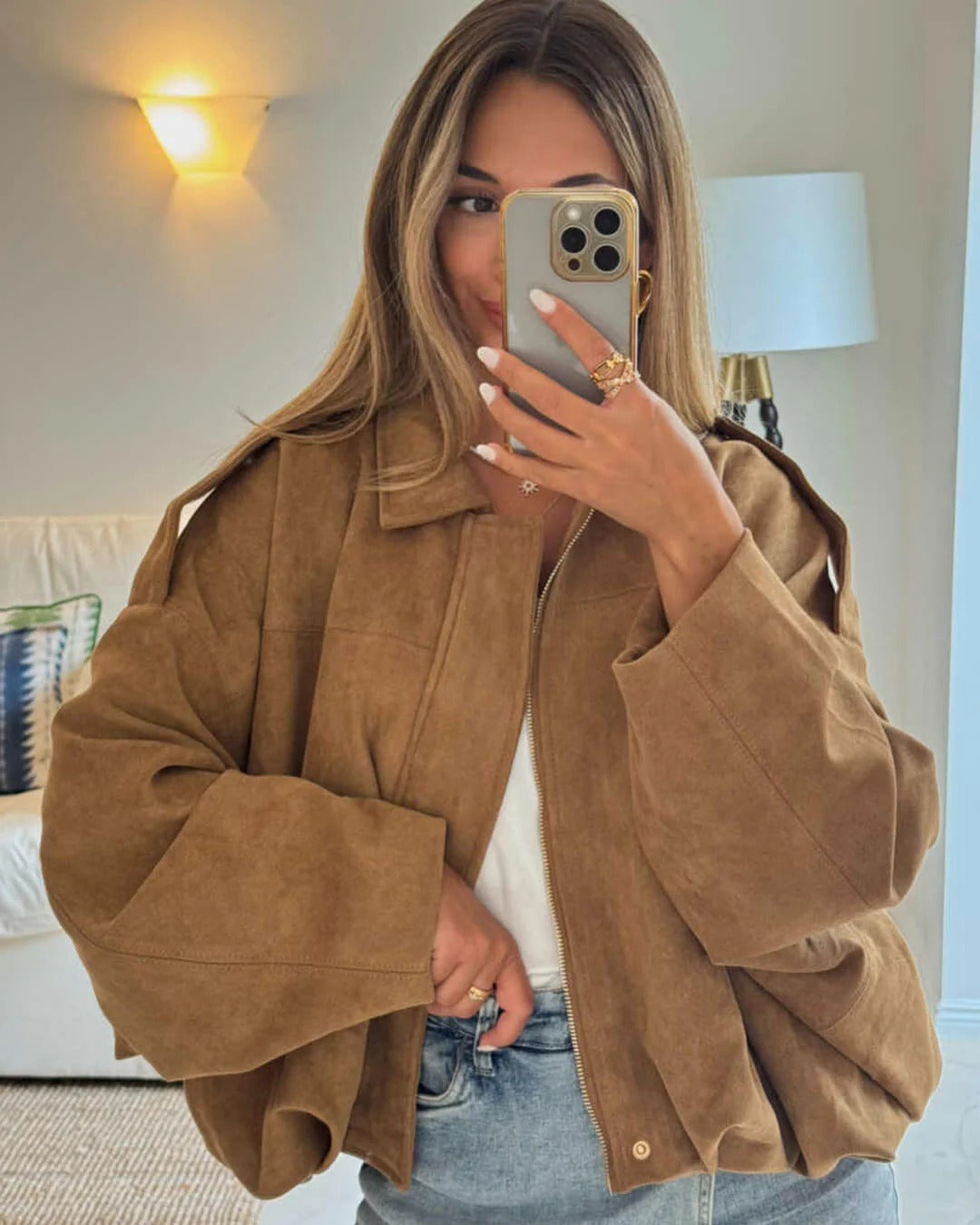 Ondine Suede Bomber Jacket