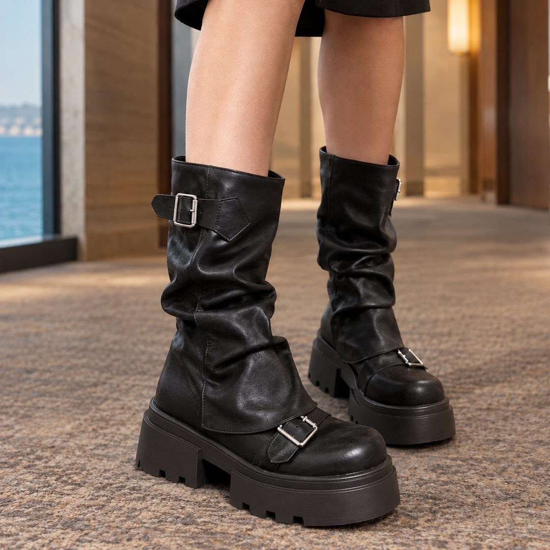 Clara Leather Platform Boots